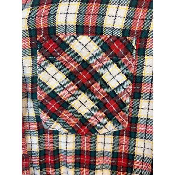 GAP Flannel Shirt Women's Large Green Red Plaid Long Sleeve Button Up (4036) - Picture 3 of 6